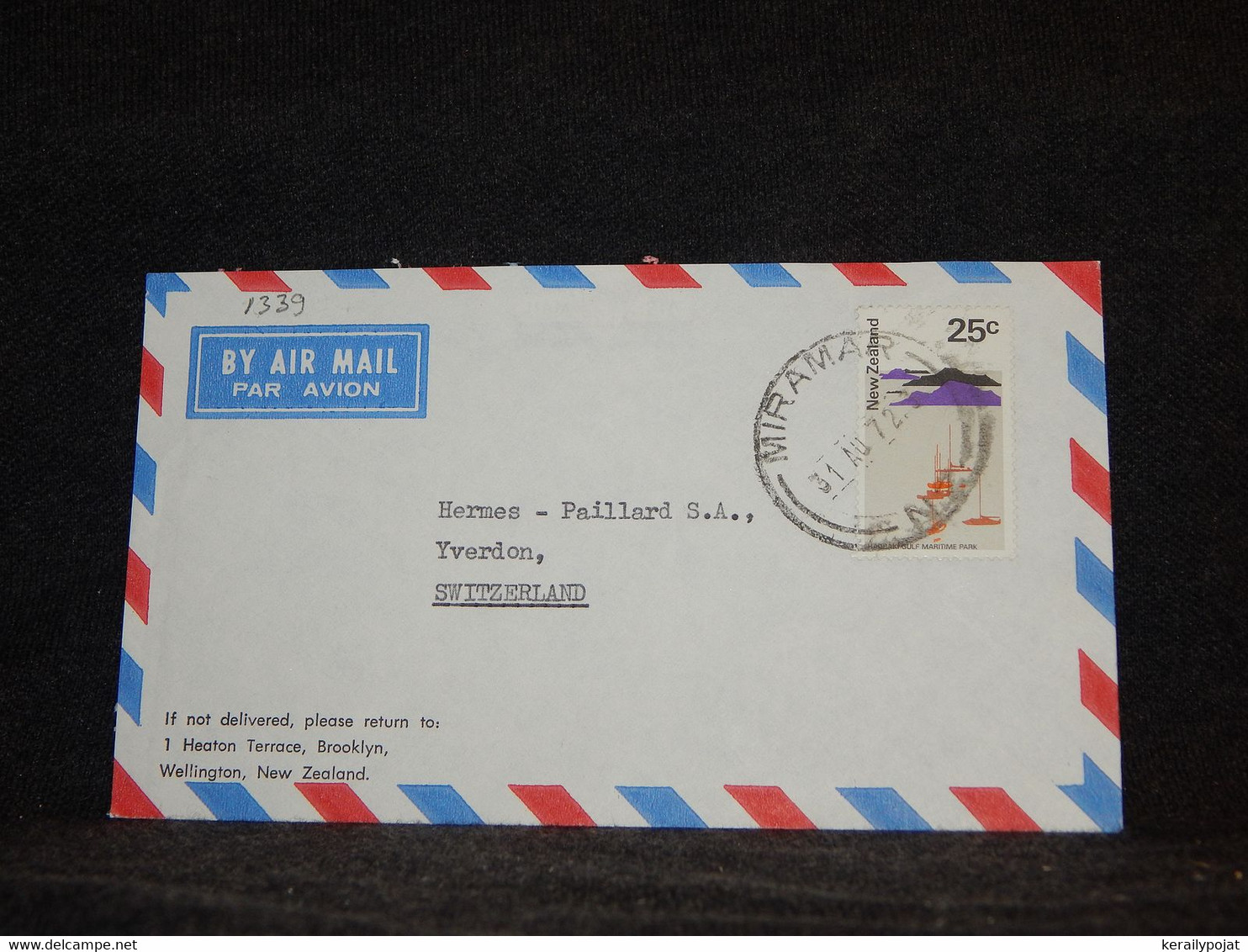 New Zealand 1972 Miramar Air Mail Cover To Switzerland__(1339) - Airmail