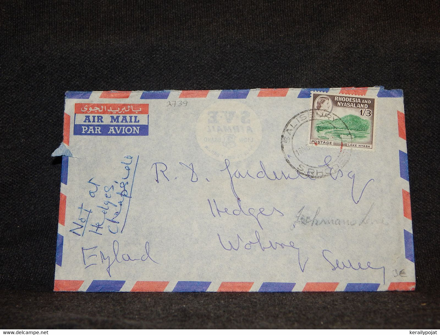 Rhodesia & Nyasaland 1962 Salisbury Air Mail Cover To Uk__(2739) - Rhodesien & Nyasaland (1954-1963)