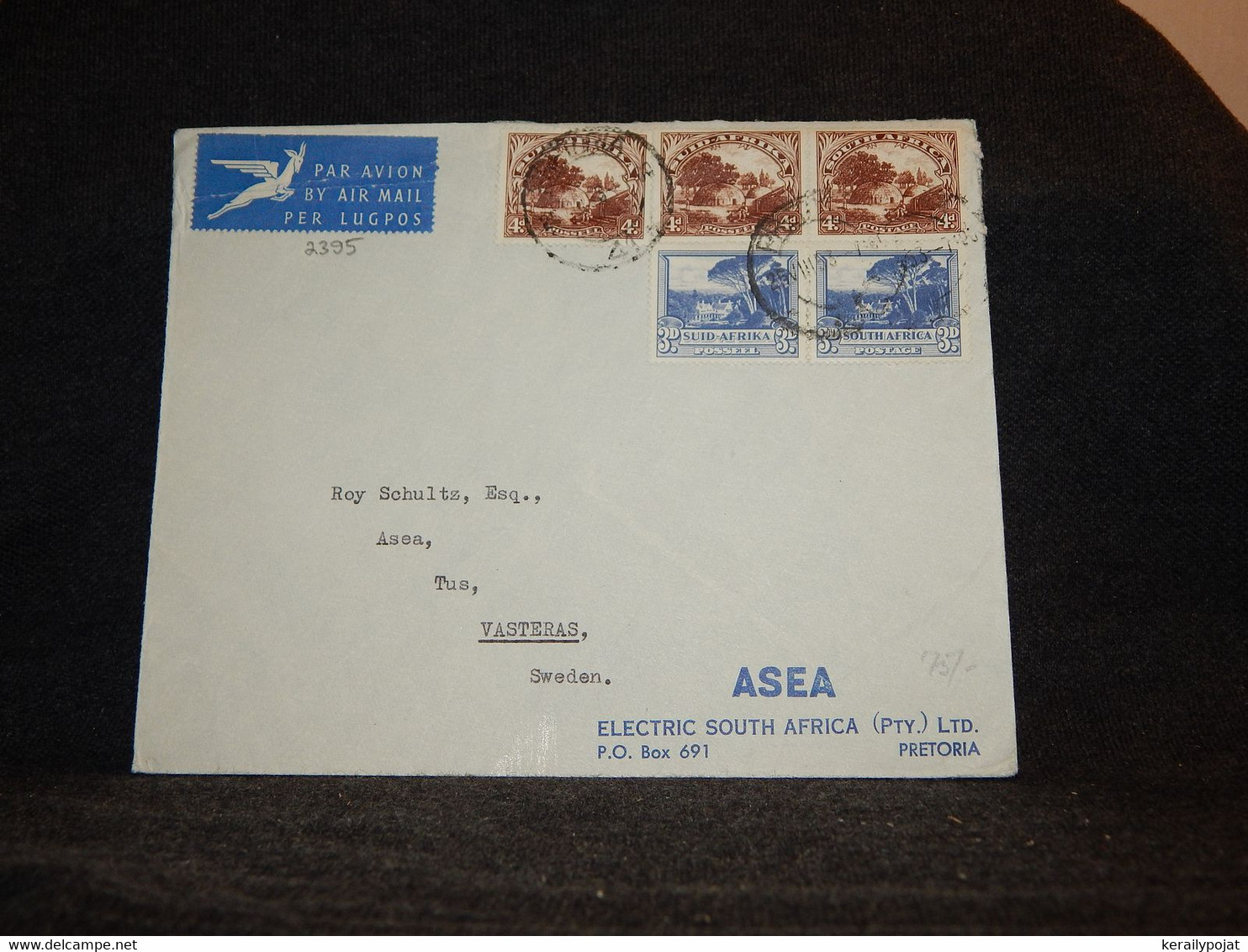 South Africa 1953 Air Mail Cover To Sweden__(2395) - Posta Aerea