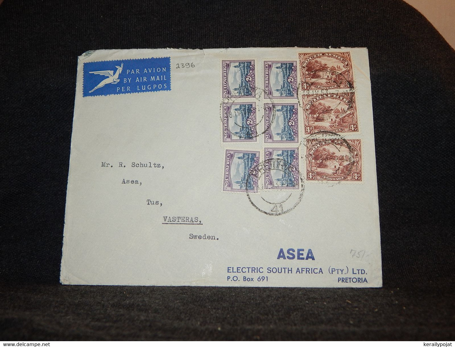 South Africa 1953 Air Mail Cover To Sweden__(2396) - Luchtpost