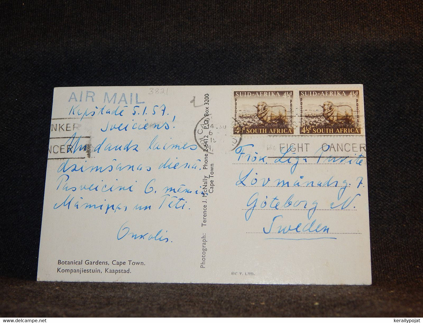 South Africa 1957 Air Mail Card To Sweden__(3821) - Airmail