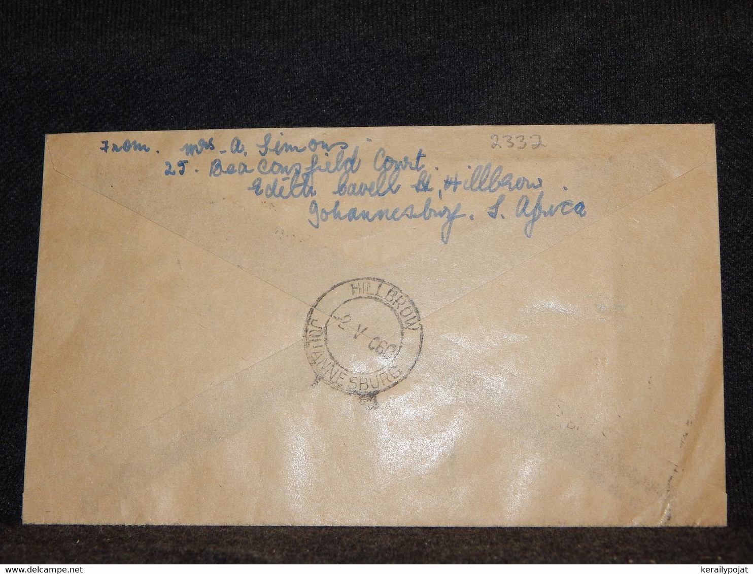 South Africa 1960 Hillbrow Registered Air Mail Cover To UK__(2332) - Airmail