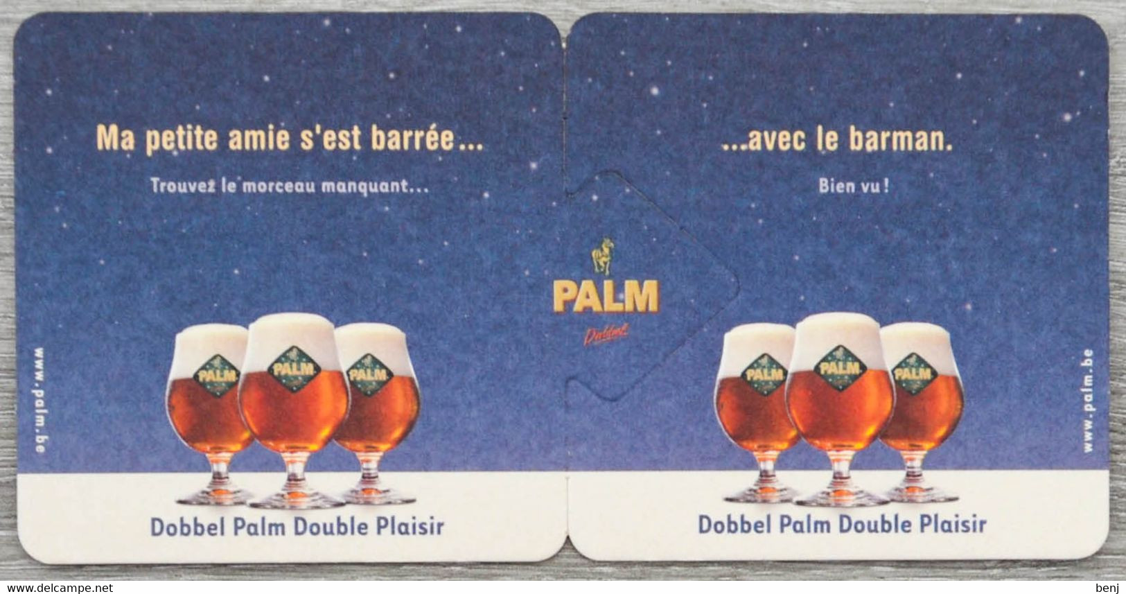 Double Sous-bock Palm Ma Petite Amie S'est Barrée... Avec Le Barman Bierdeckel Bierviltje Coaster (CX) - Bierdeckel