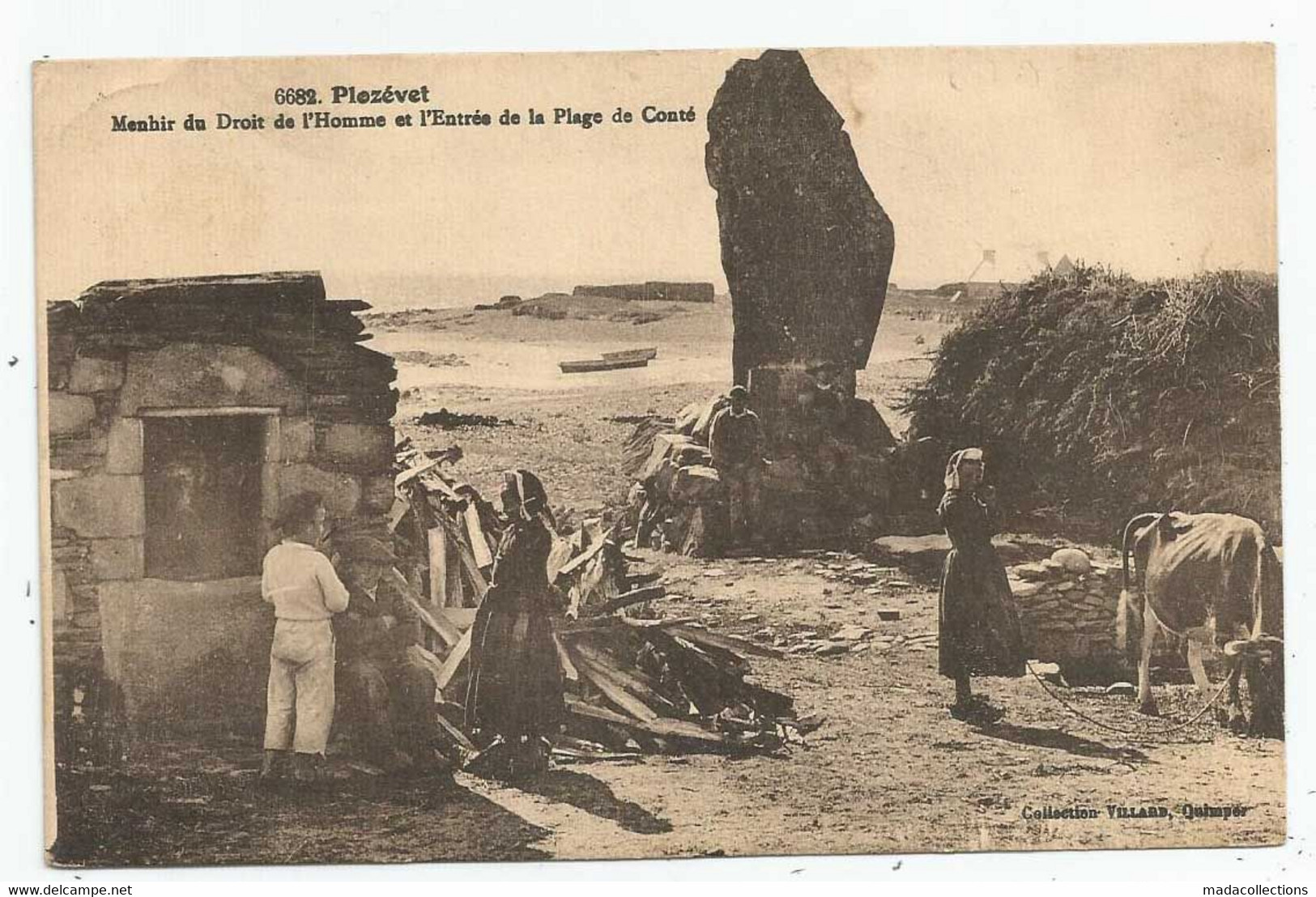 Plozevet (29 - Finistère) Menhir Du Droit De L'Homme Et L'entrée De La Plage De Conté - Plozevet