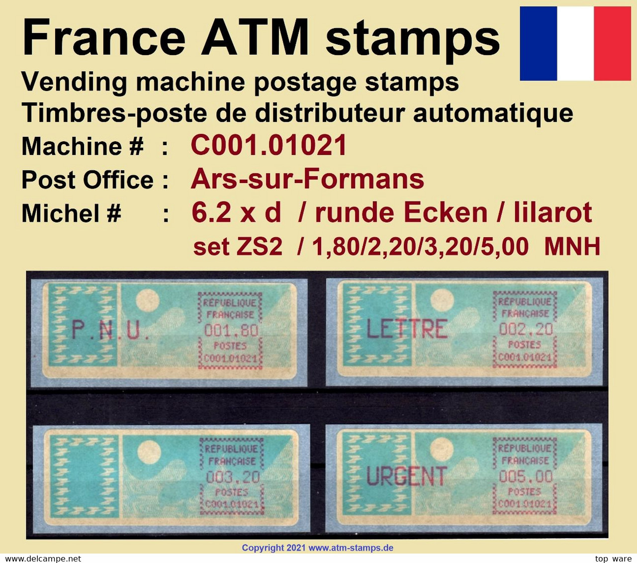 France ATM Stamps C001.01021 Michel 6.2 Xd Series ZS2 Neuf / MNH / Crouzet LSA Distributeurs Automatenmarken Frama Lisa - 1985 « Carrier » Paper