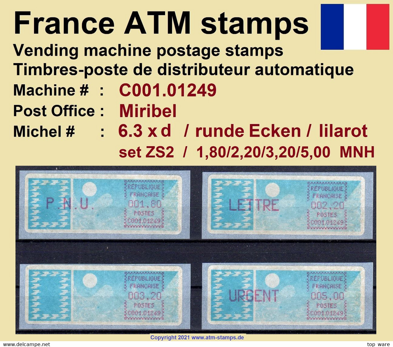 France ATM Stamps C001.01249 Michel 6.3 Xd Series ZS2 Neuf / MNH / Crouzet LSA Distributeurs Automatenmarken Frama Lisa - 1985 « Carrier » Papier