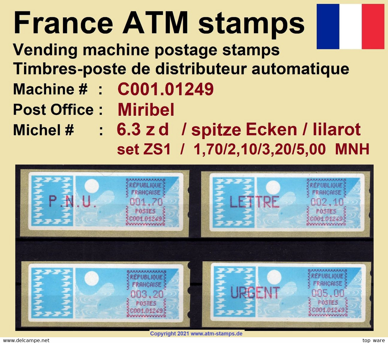 France ATM Stamps C001.01249 Michel 6.3 Zd Series ZS1 Neuf / MNH / Crouzet LSA Distributeurs Automatenmarken Frama Lisa - 1985 « Carrier » Papier
