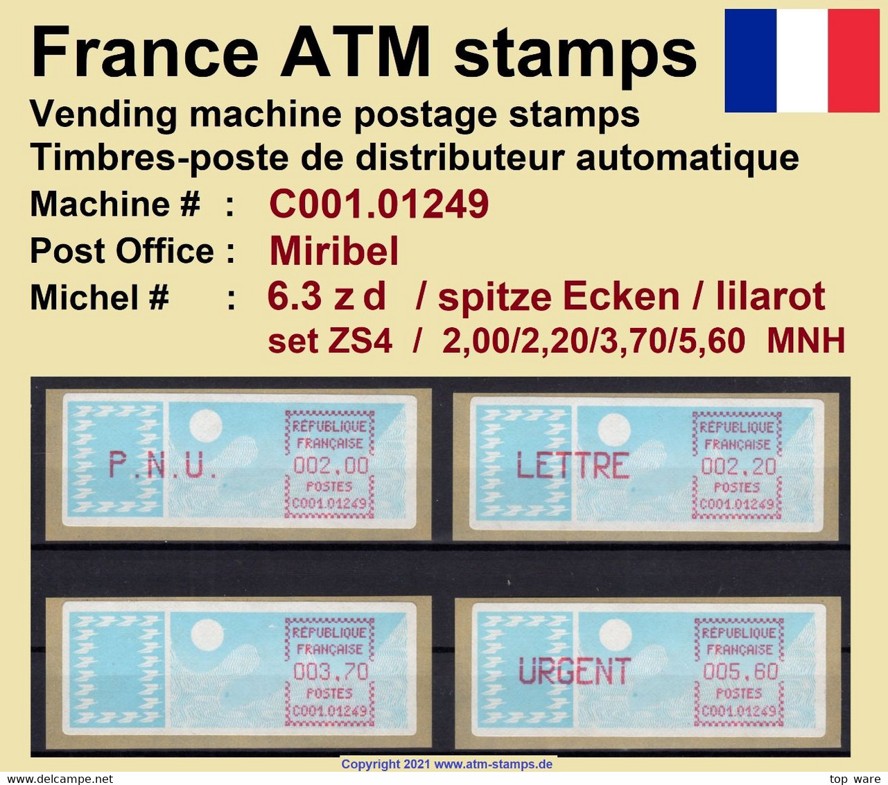 France ATM Stamps C001.01249 Michel 6.3 Zd Series ZS4 Neuf / MNH / Crouzet LSA Distributeurs Automatenmarken Frama Lisa - 1985 Papier « Carrier »
