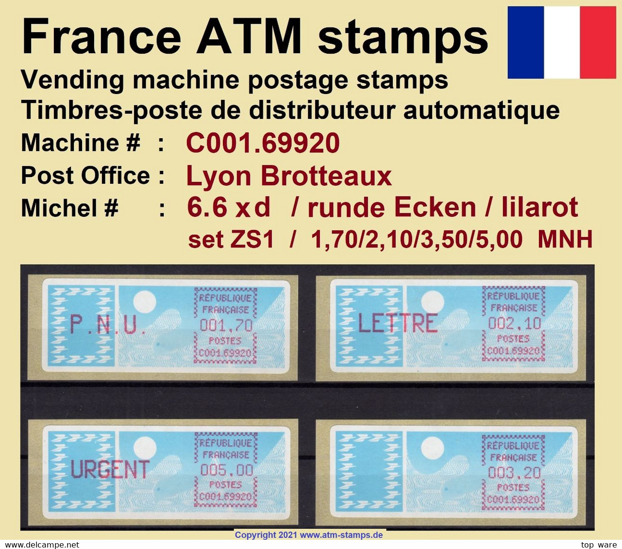 France ATM Stamps C001.69920 Michel 6.6 Xd Series ZS1 Neuf / MNH / Crouzet LSA Distributeurs Automatenmarken Frama Lisa - 1985 « Carrier » Paper