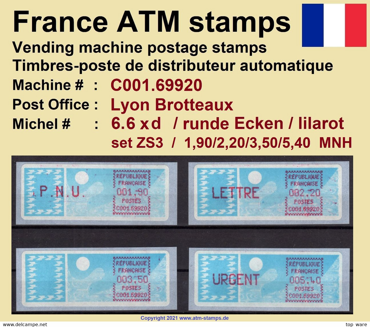 France ATM Stamps C001.69920 Michel 6.6 Xd Series ZS3 Neuf / MNH / Crouzet LSA Distributeurs Automatenmarken Frama Lisa - 1985 « Carrier » Paper