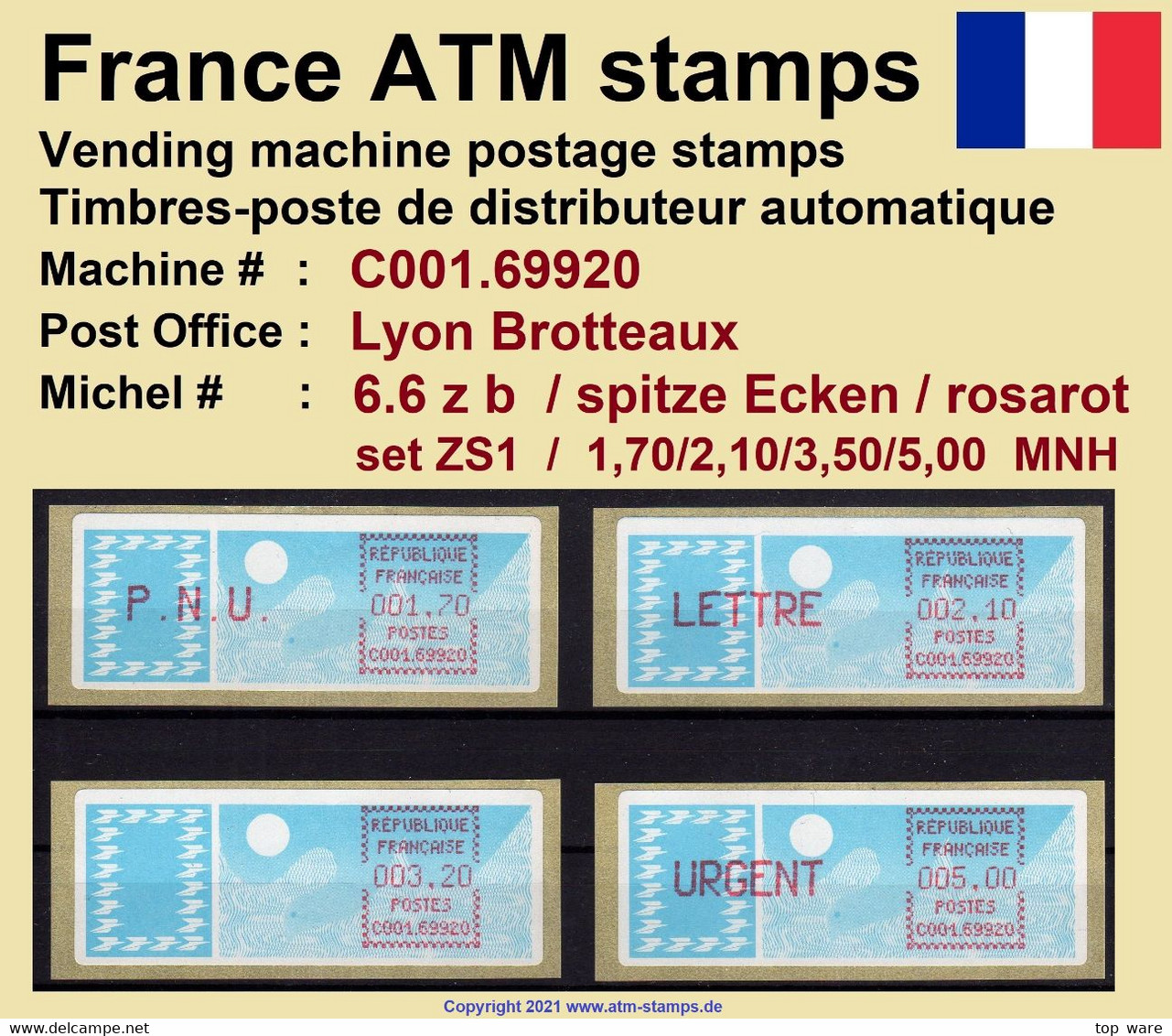 France ATM Stamps C001.69920 Michel 6.6 Zb Series ZS1 Neuf / MNH / Crouzet LSA Distributeurs Automatenmarken Frama Lisa - 1985 « Carrier » Paper
