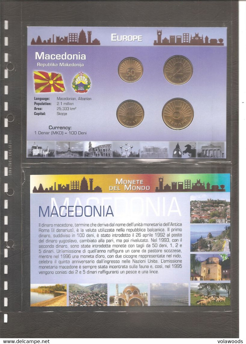 Macedonia - Folder Bolaffi "Monete Dal Mondo" Serie Completa Emissioni Valori UNC - Macédoine Du Nord