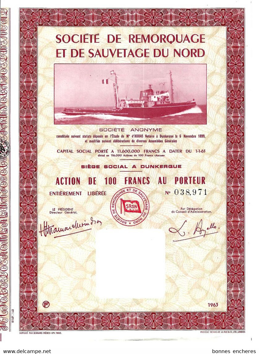 SUPERBE V.HISTORIQUE SOCIETE DE REMORQUAGE ET DE SAUVETAGE DU NORD Dunkerque B.E.V.SCANS - Miniere