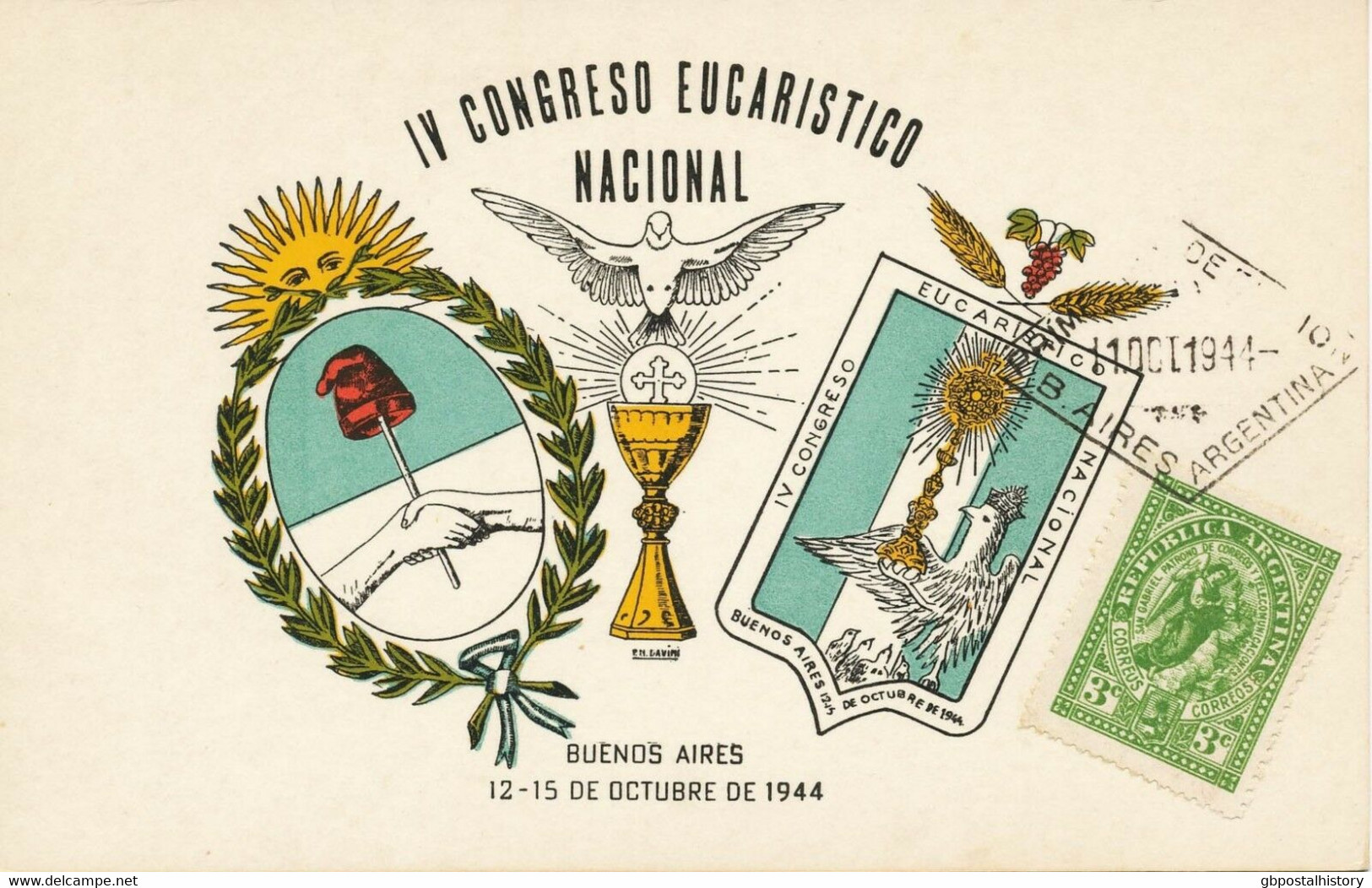 ARGENTINIEN 1944 4.nationaler Eucharistischer Kongreß Auf 2 Maximumkarten ABART - FDC