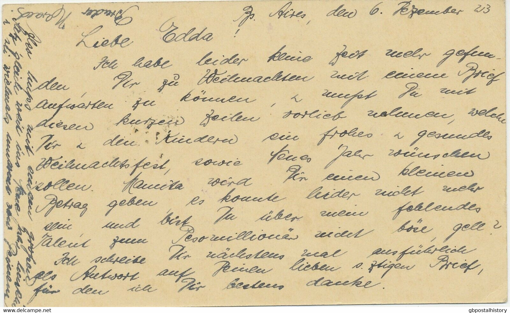ARGENTINIEN 1923 De San Martin 5C Rot Kab.-GA-Postkarte, Extrem Selt SCHIFFSPOST - Briefe U. Dokumente