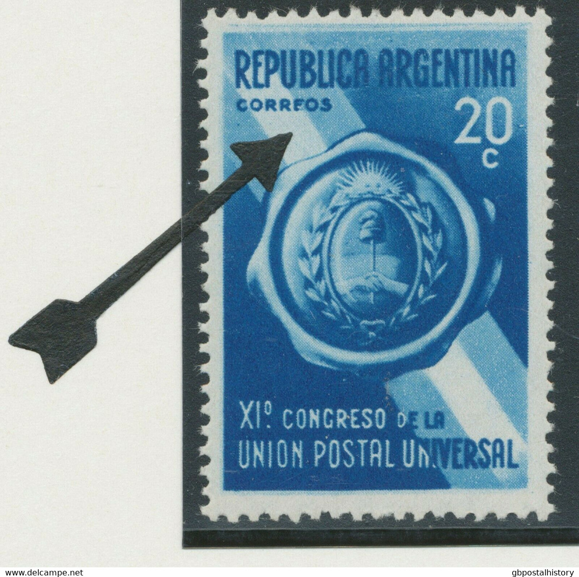 ARGENTINIEN 1939 11.Weltpostkongress UPU 20 C Blau Ungebr. ABART: CORRFOS!!! - Neufs