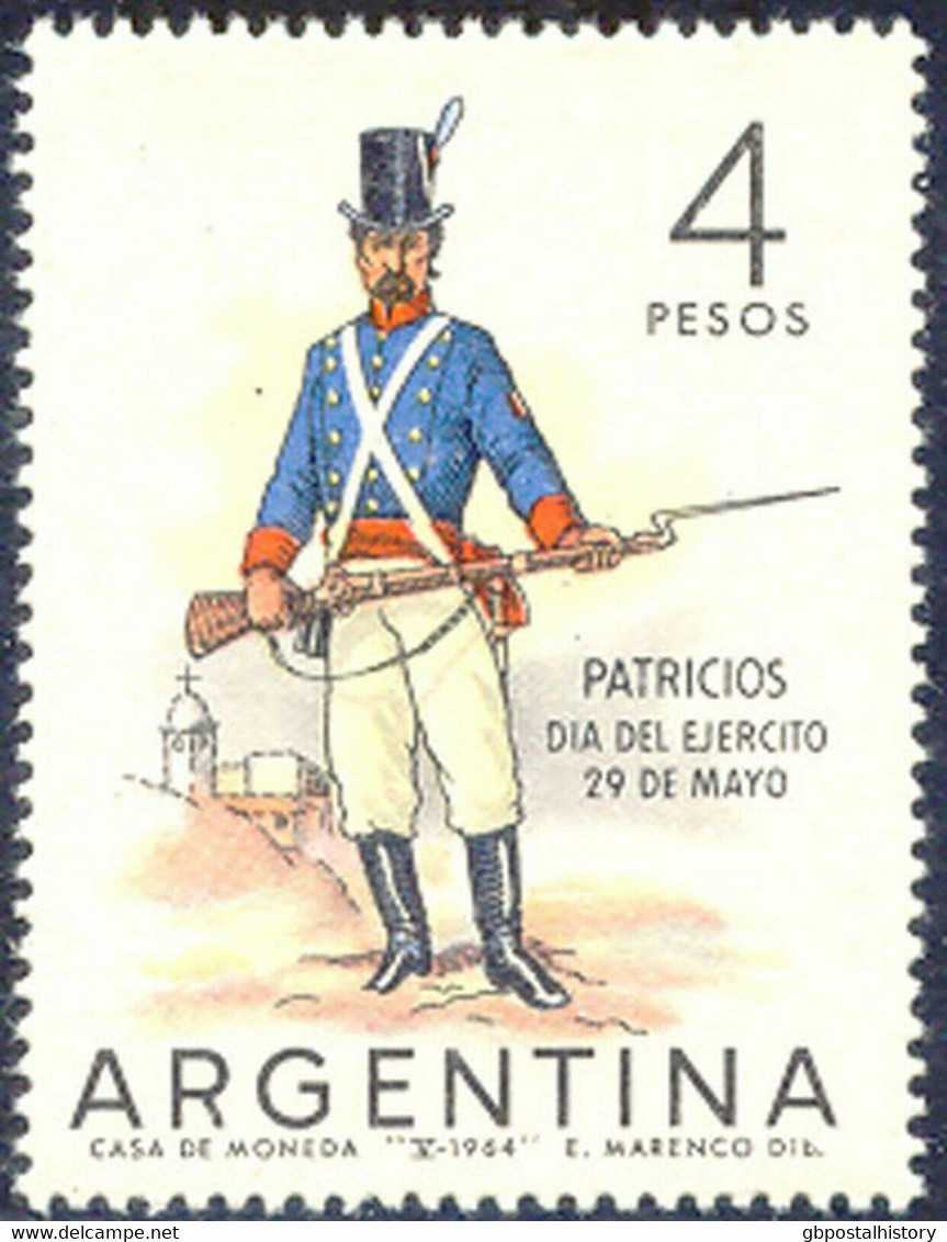 ARGENTINA 1964 Day Of The Army 4 P Two Superb U/M MAJOR VARIETIES: MISSING COLOR - Nuevos