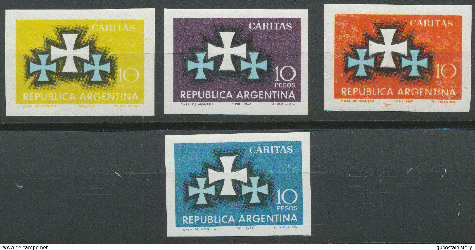 ARGENTINIEN 1966 Arg. Caritas-Verband VIER Ungezähnte Postfr. ESSAYS/PROBEDRUCKE - Unused Stamps