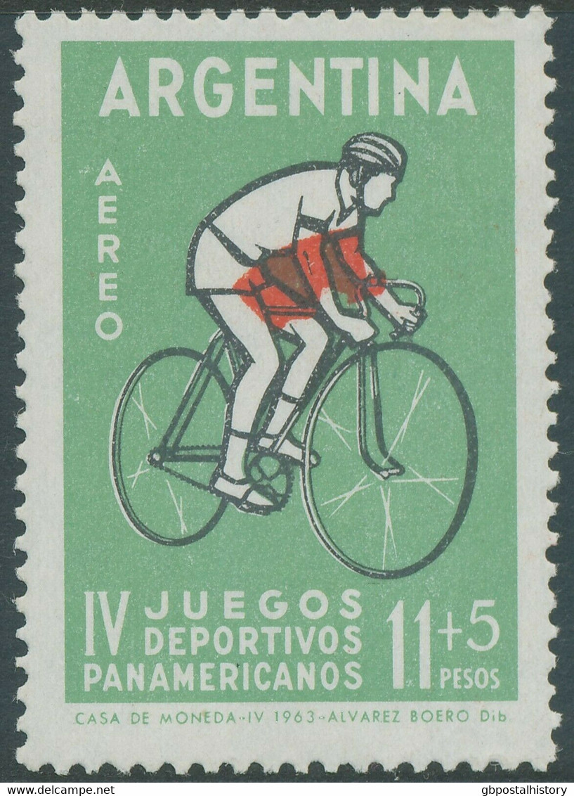 ARGENTINIEN 1963 IV.Panamerikanische Spiele 11+5P Radfahrer Postfrische ABART - Ungebraucht