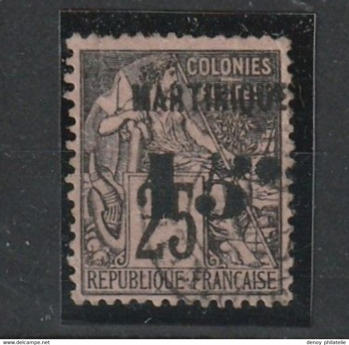 Martinique N° 17c Oblitéré  (variété) 5 Penché - Gebraucht