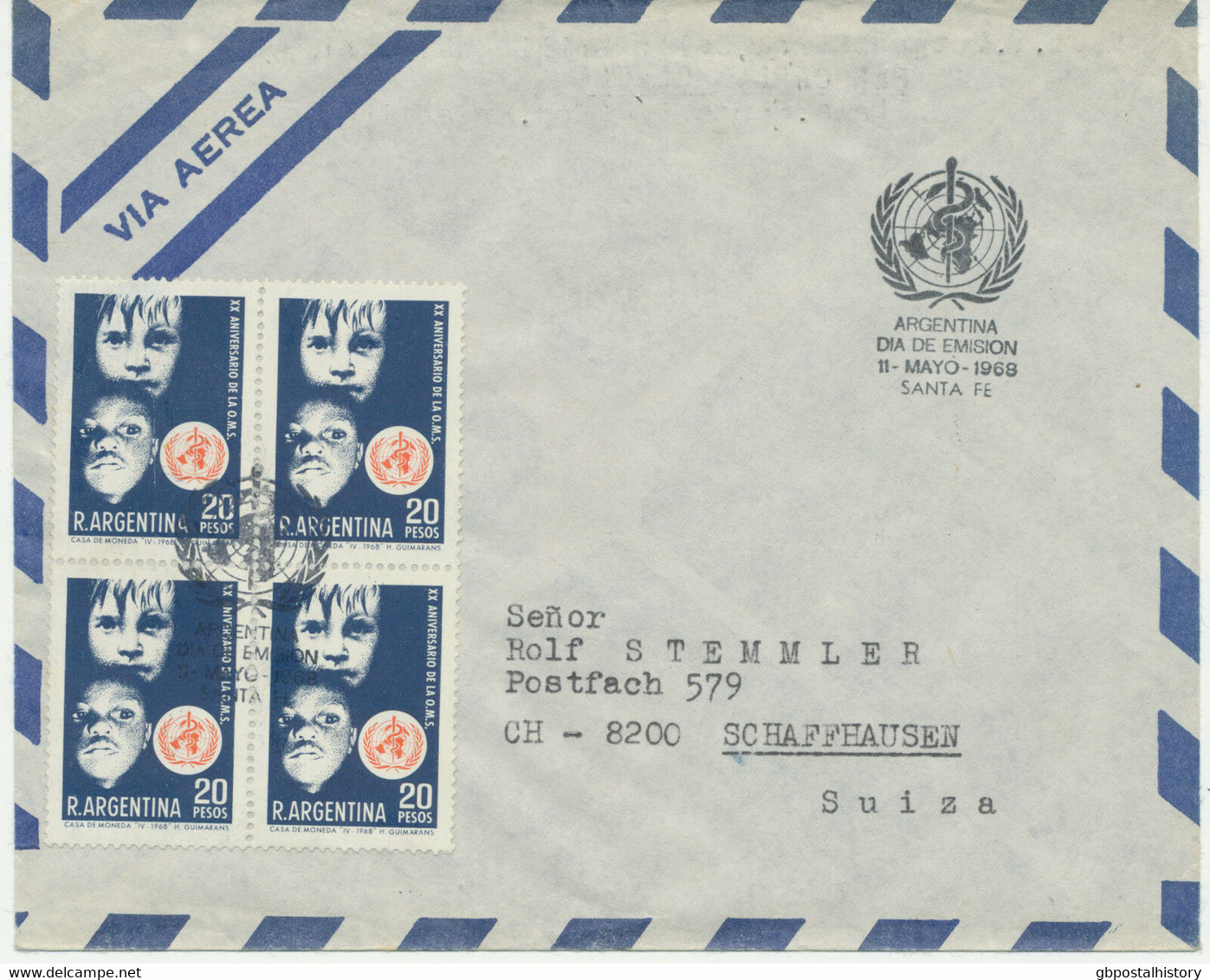 ARGENTINIEN 1968 20. Jahrestag Der Weltgesundheitsorganisation W.H.O. Flp-Bf R!! - FDC