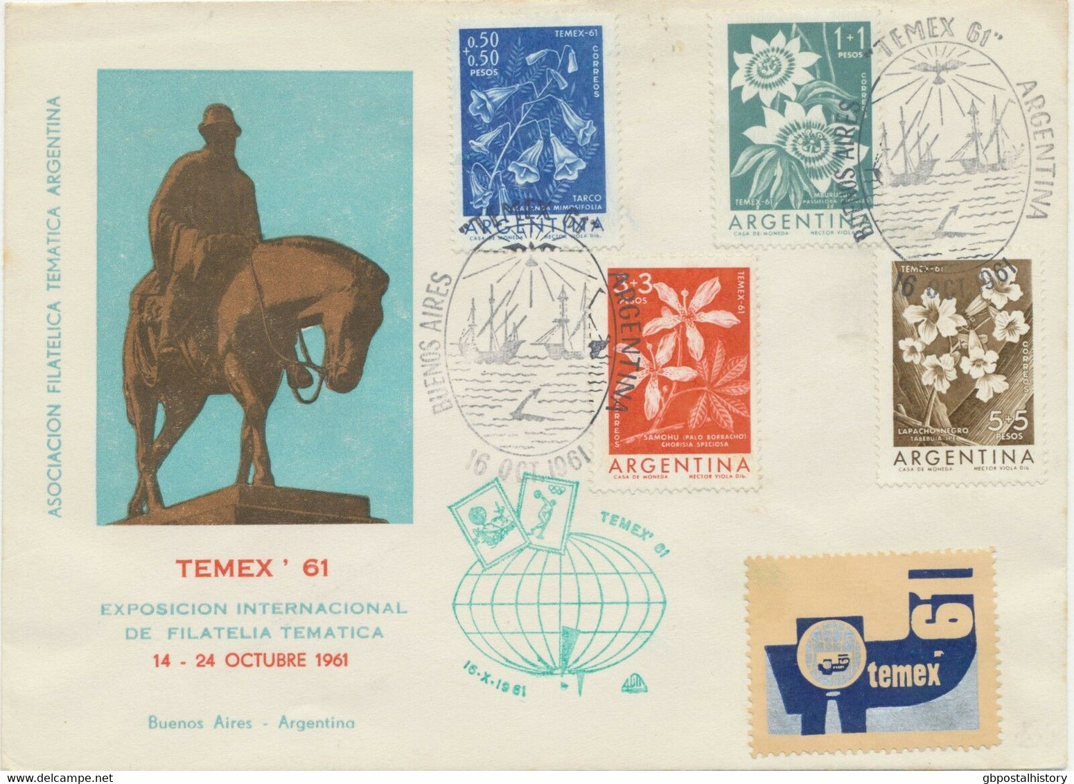 ARGENTINIEN 1960 "TEMEX 61" Internationale Ausstellung Für Motivmarken - Blumen Kab.-Schmuckbrief Mit Ausstelllungs-SST - Storia Postale