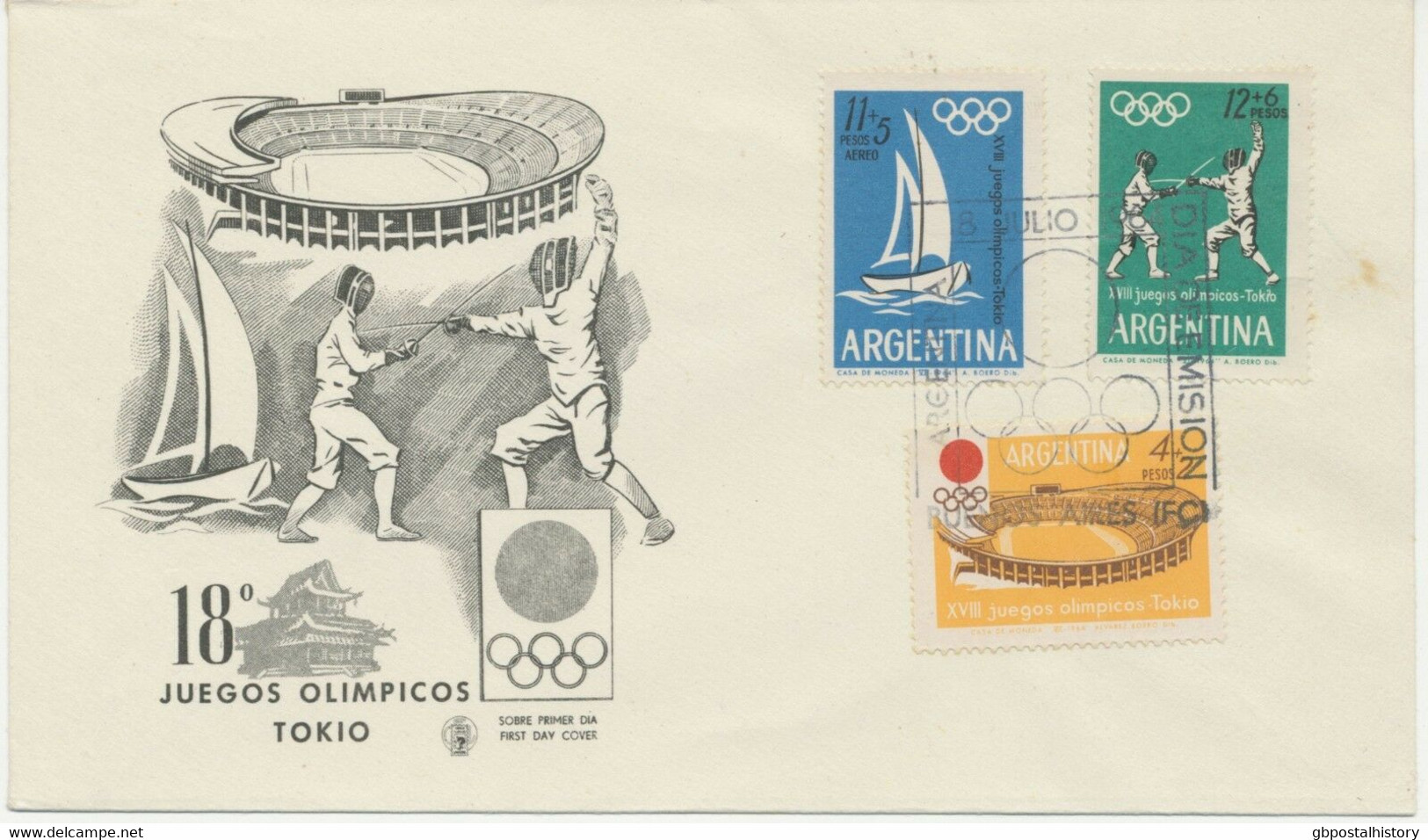 ARGENTINIEN 1964 18. Olympische Sommerspiele 1964 In Tokio Pra.-FDC, ABART!!! - FDC