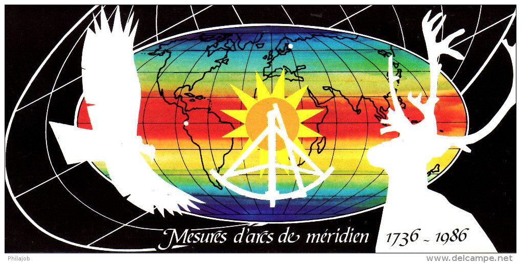 " FRANCE / FINLANDE : MESURES D'ARCS DE MERIDIENS" Emission Commune De 1986. 4 X N°YT 2428 + Finlande 4 X N° YT 966 PPEC - Collectors