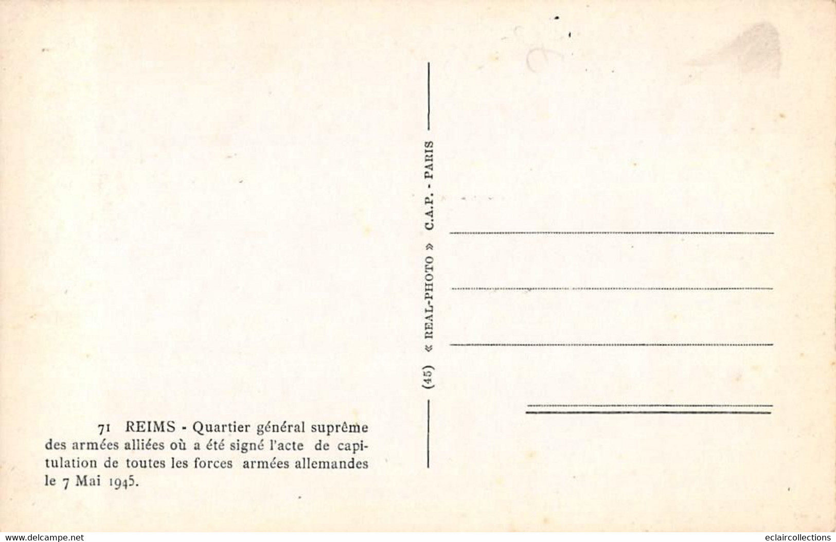 Reims           51        Quartier Général Suprême Des Armées      (voir Scan) - Reims