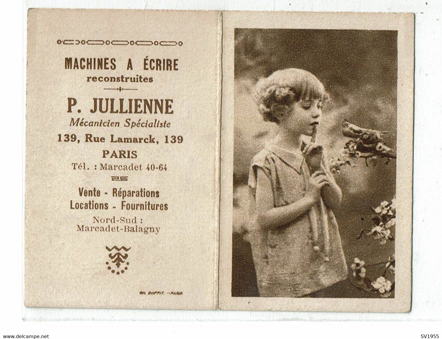 Calendrier 1933  Marque Machine à écrire P.Julienne à Paris Petit Format 10x7.8 - Petit Format : 1921-40