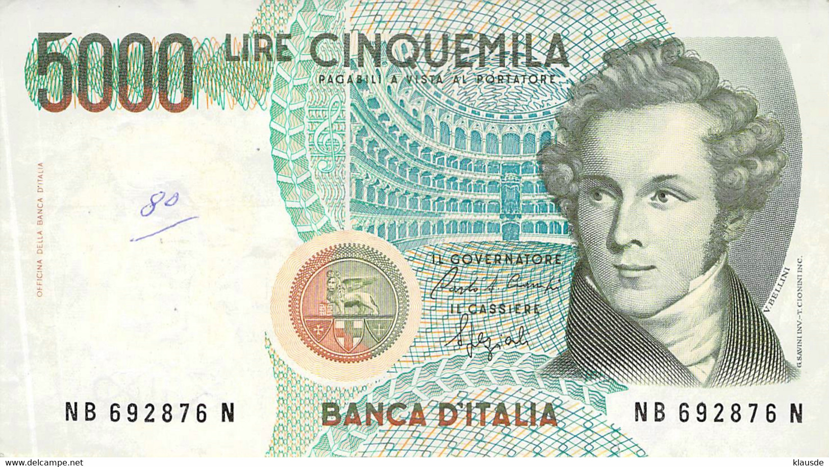 Italien 5000 Lire Geldschein 1985 AU/EF II - 5000 Liras