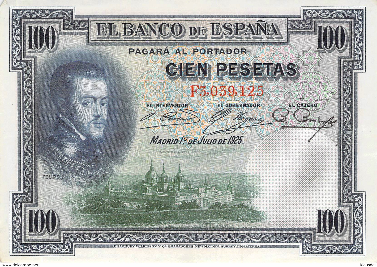 Spanien 100 Pesetas - Felipe II - 1925 AU/WF II - 100 Peseten