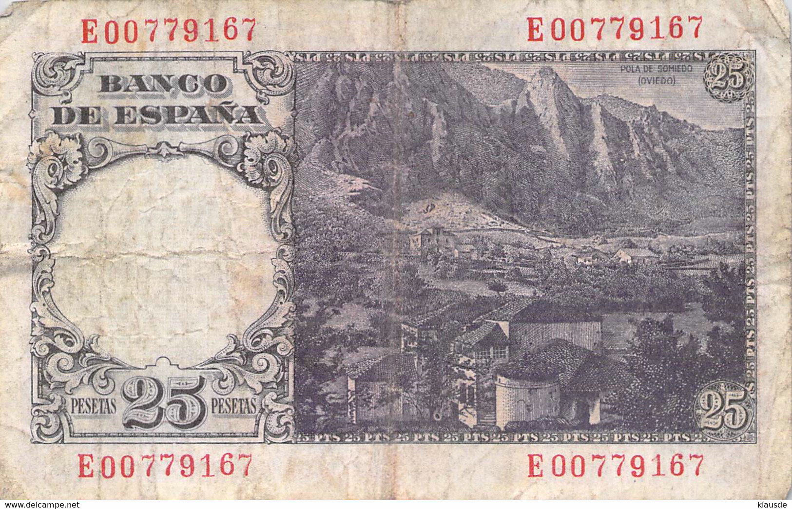 Spanien 25 Pesetas - 1946  VG/G IV - 25 Peseten