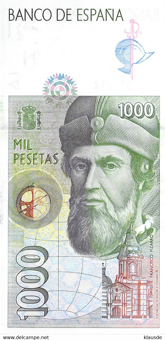 Spanien 1000 Pesetas Francisco Pizarro  1992 AU/EF II: - [ 4] 1975-…: Juan Carlos I.