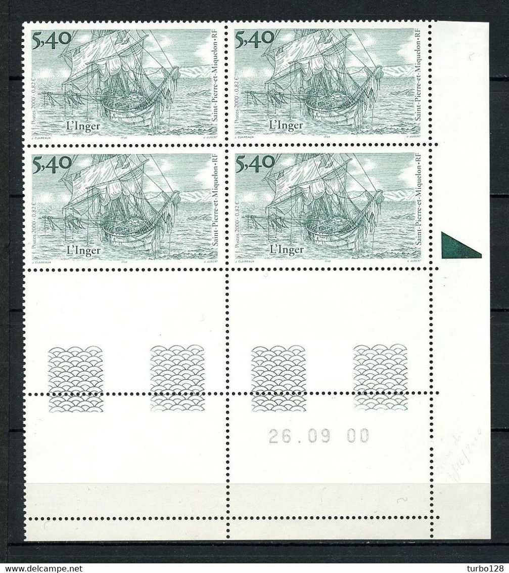 SPM MIQUELON 2000 N° 723 ** Bloc De 4 Coin Daté Neuf MNH Superbe C 13.50 € Bateaux Boats Ships L'Inger Transports Boat - Neufs