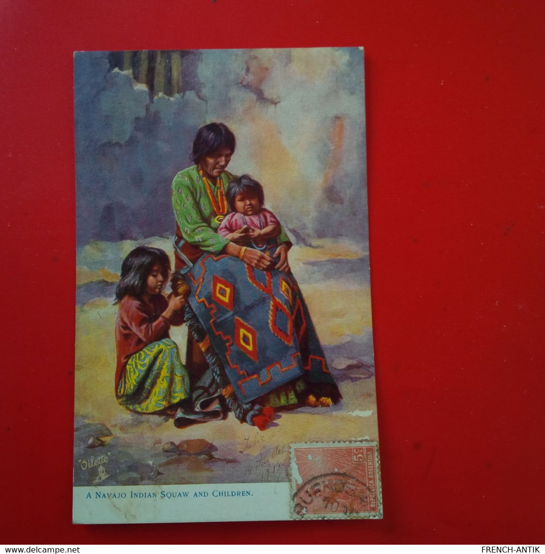 A NAVAJO INDIAN SQUAW AND CHILDREN - Indianer