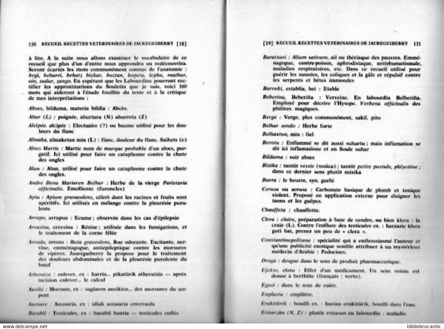 BULLETIN Du MUSEE BASQUE N°57(3°T.1972)RECUEIL Des RECETTES VETERINAIRES De JAUREQUIBERRY/ Sommaire S/scan - Baskenland