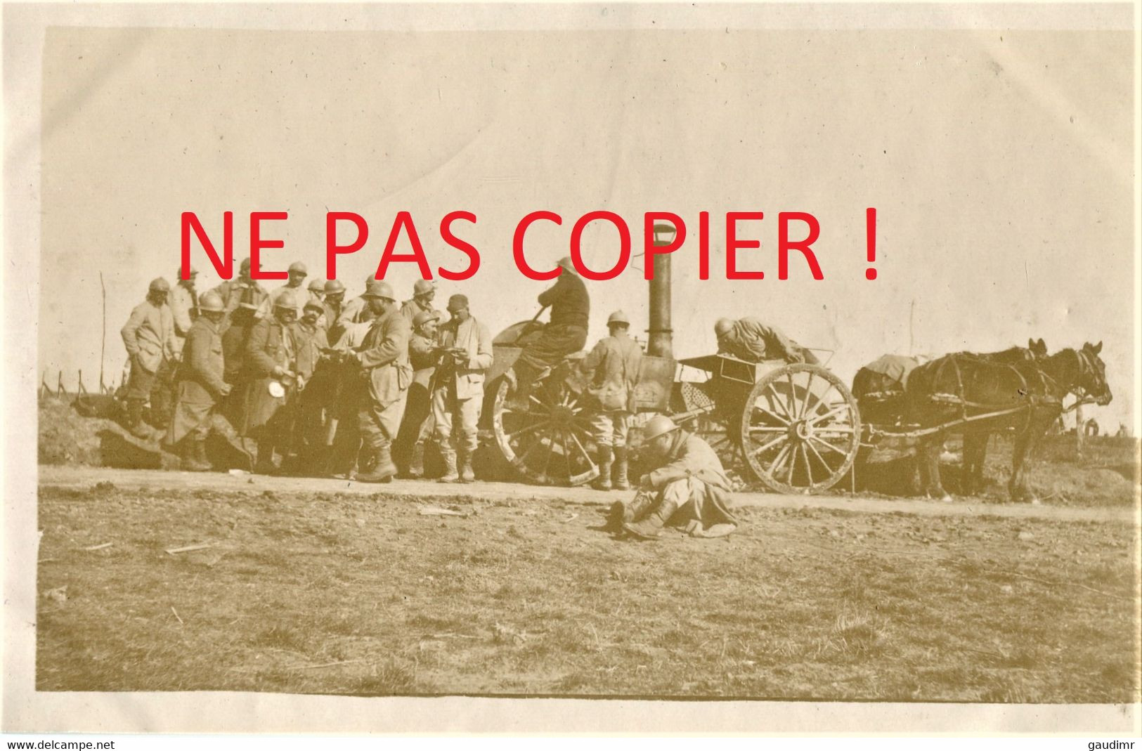 PHOTO FRANCAISE - LA CUISINE ROULANTE A PROYART PRES DE MORCOURT - CHUIGNOLLES SOMME - GUERRE 1914 1918 - 1914-18
