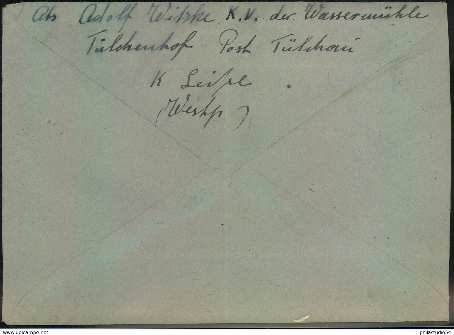 1943 (ca.) Notstempel "Tülchau üb. Leipa" Auf Antwortbrief Nach Berlin. Seltener Westpreussenstempel - Machines à Affranchir (EMA)