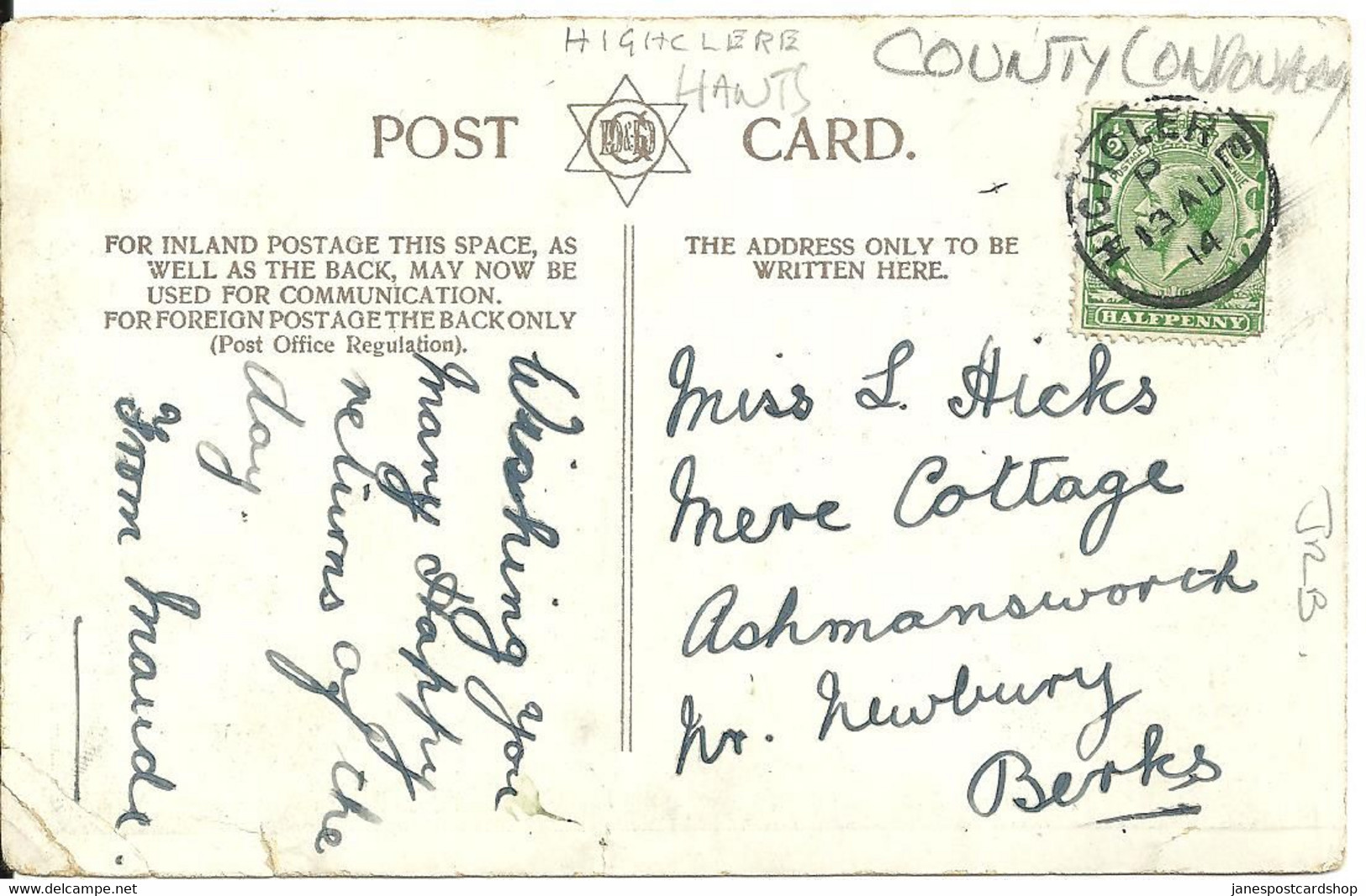 THE CITY WALLS LONDONDERRY - CANNONS - GOOD HIGHCLERE HAMPSHIRE POSTMARK - 1914 - Londonderry