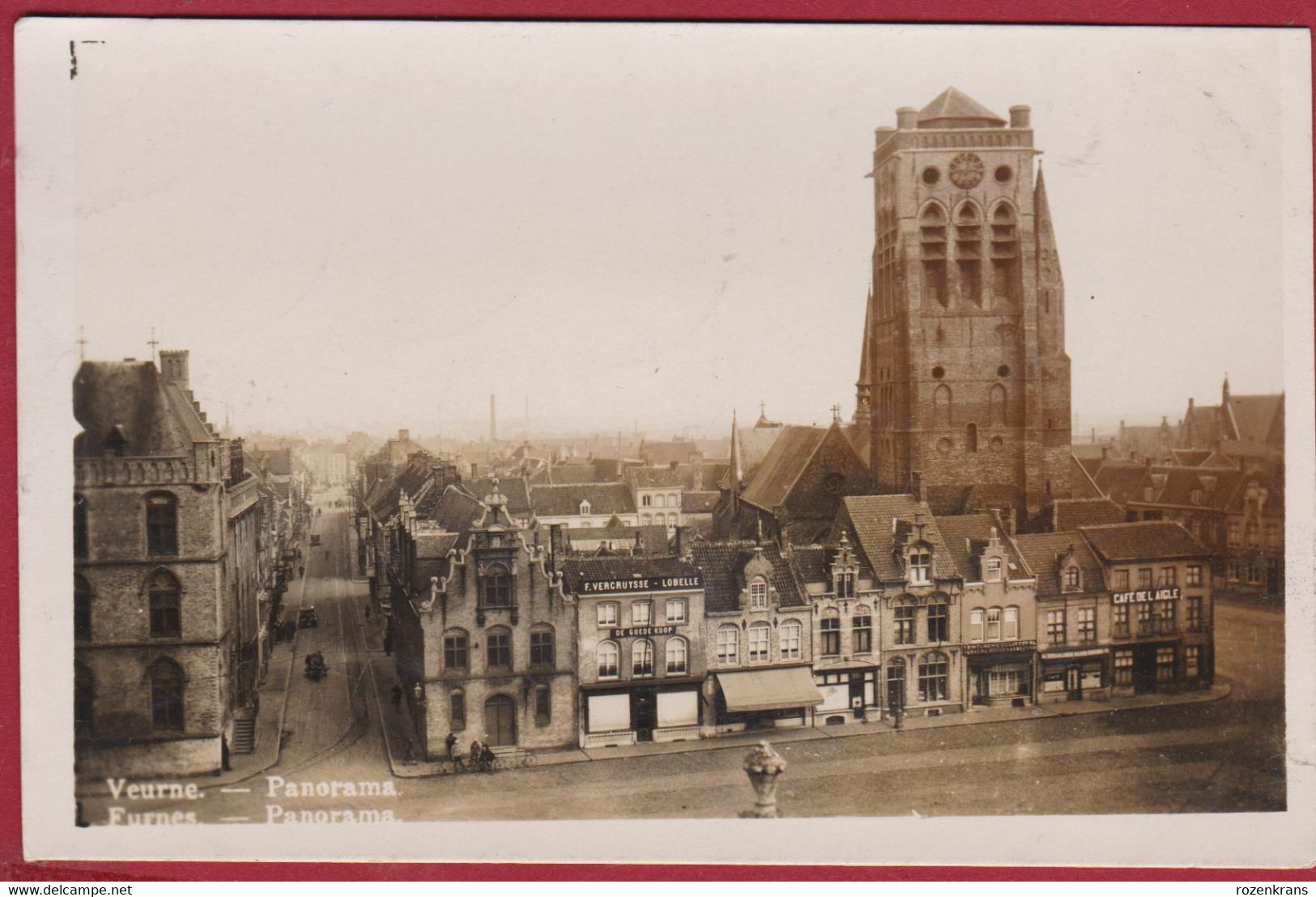 Veurne Panorama Fotokaart De Goede Koop Cafe De L' Aigle (In Zeer Goede Staat) - Veurne