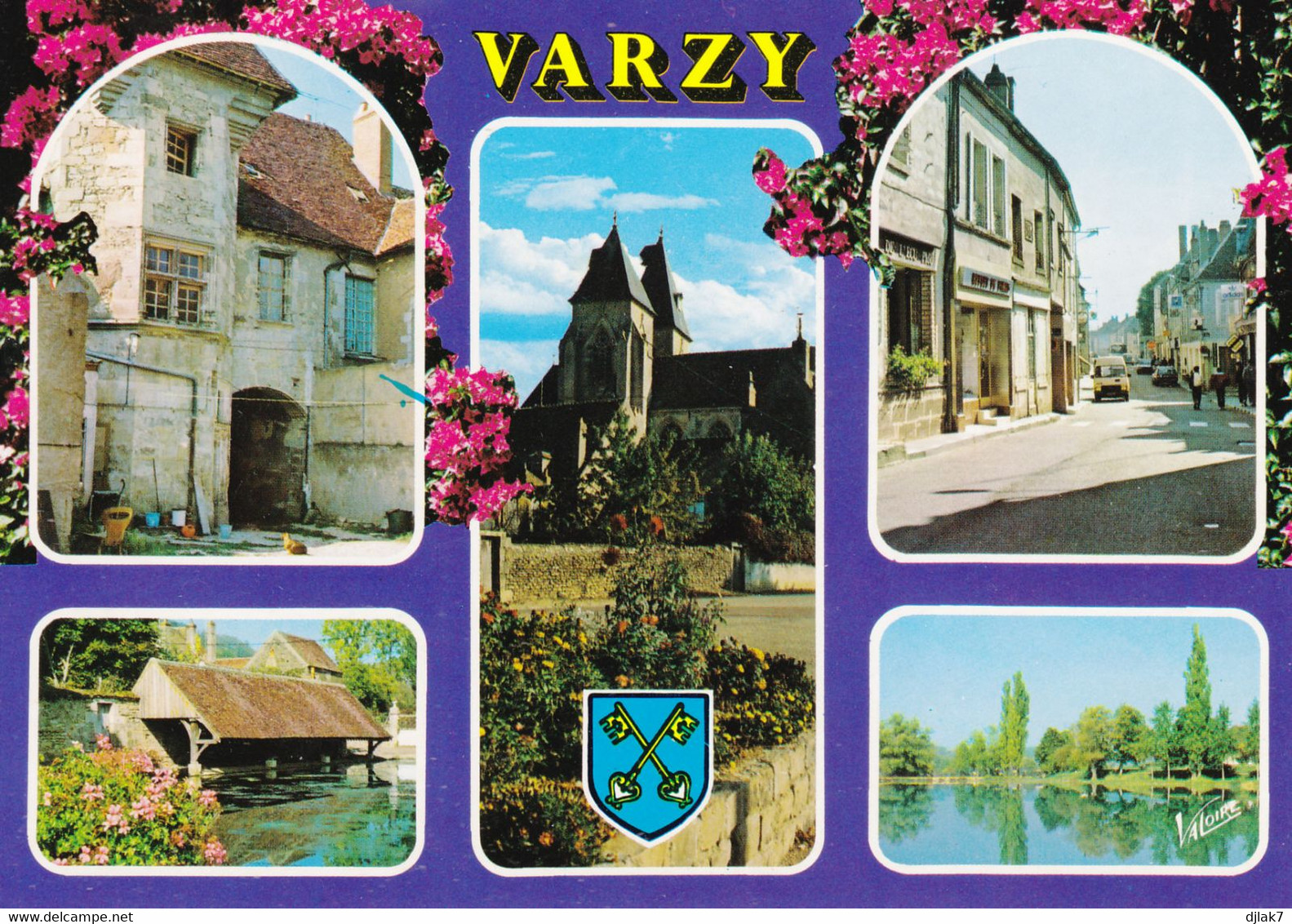 58 Varzy La Vieille Tour De L'Ecu Eglise Saint Pierre Es Liens Rue Delangle Le Lavoir L'Etang Du Moulin (carte Voyagée) - Altri & Non Classificati