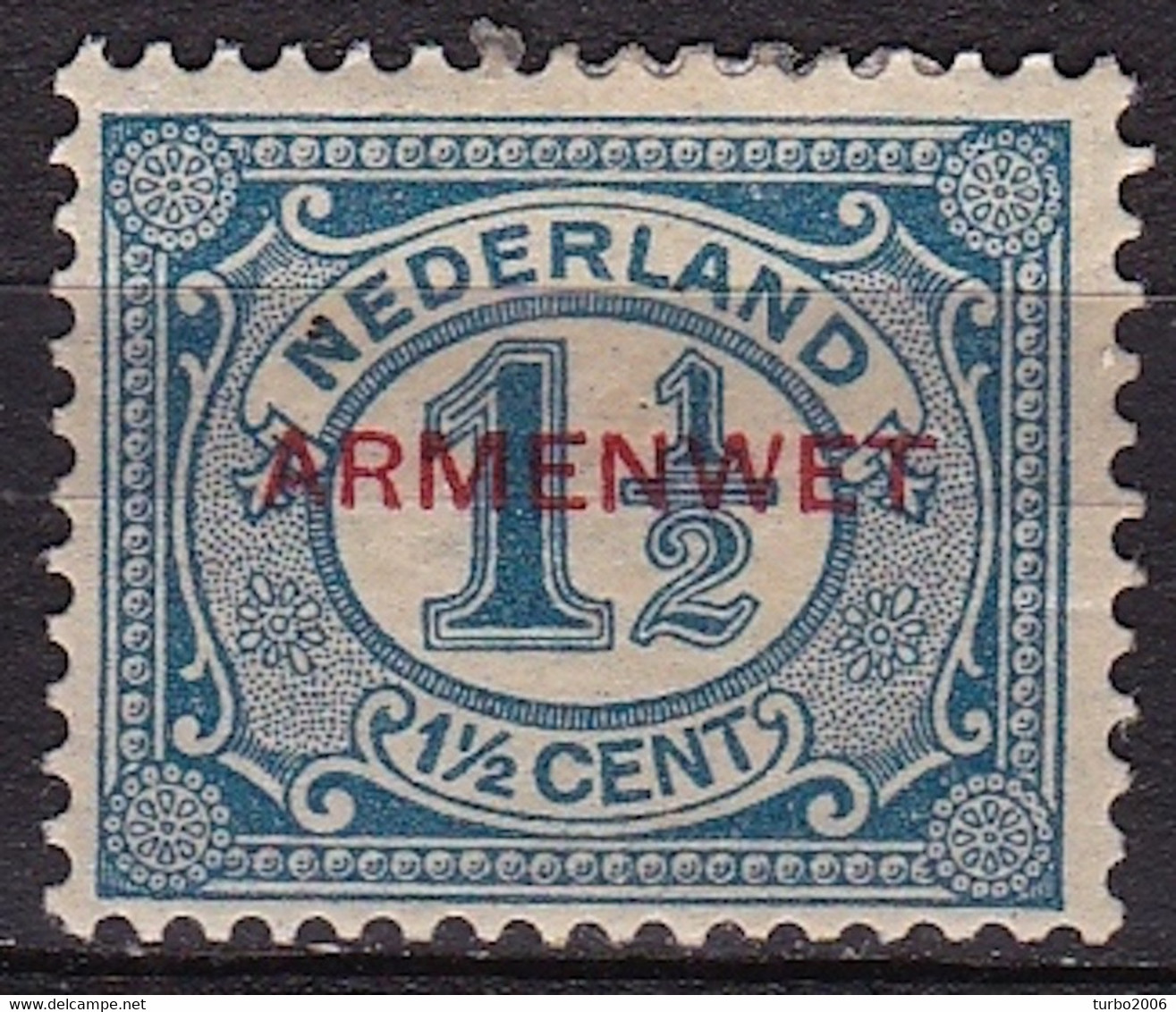 1913 Dienstzegels 1½ Cent Donkerblauw (53) Met Rode Opdruk ARMENWET NVPH D 8 Ongestempeld - Officials