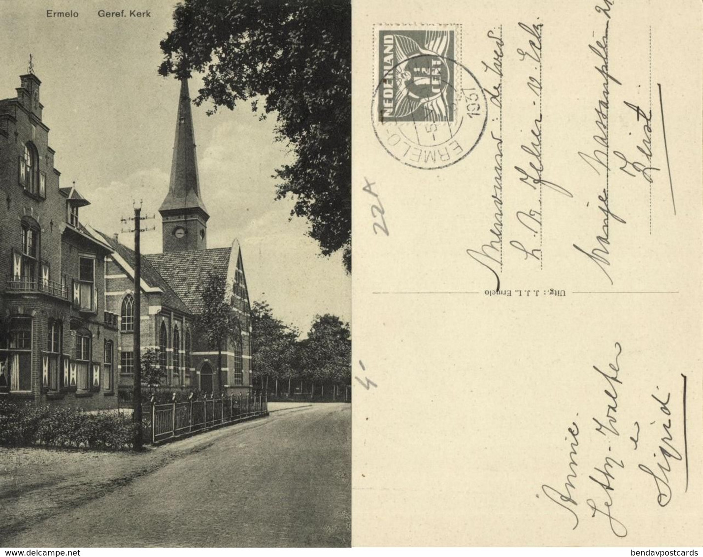 Nederland, ERMELO, Gereformeerde Kerk (1937) Ansichtkaart - Ermelo