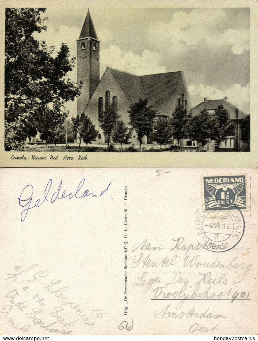Nederland, ERMELO, Nieuwe Ned. Herv. Kerk (1943) Ansichtkaart - Ermelo