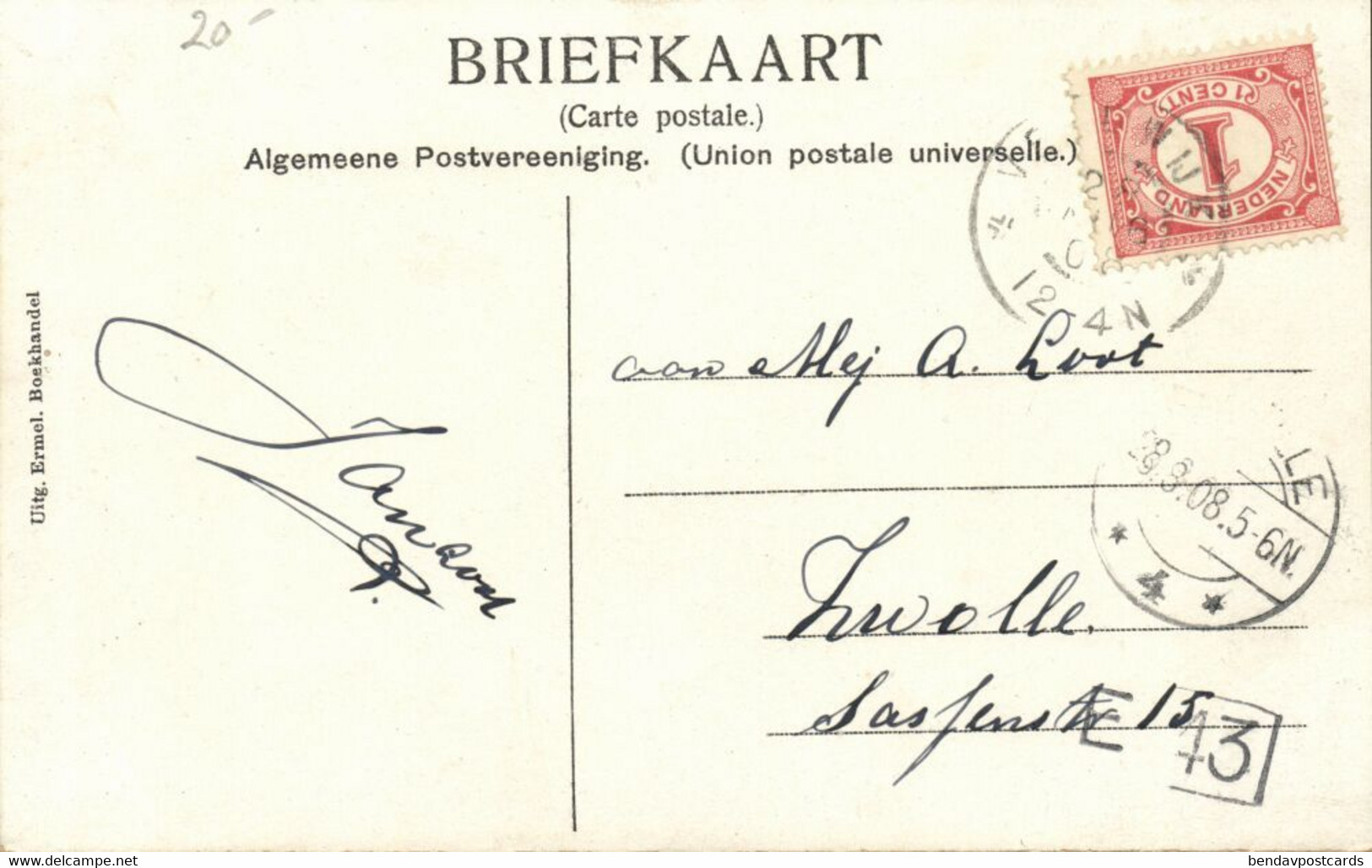 Nederland, ERMELO, Veldwijk, Electr. Centrale, Wasschery, Eng (1908) Ansichtkaart - Ermelo