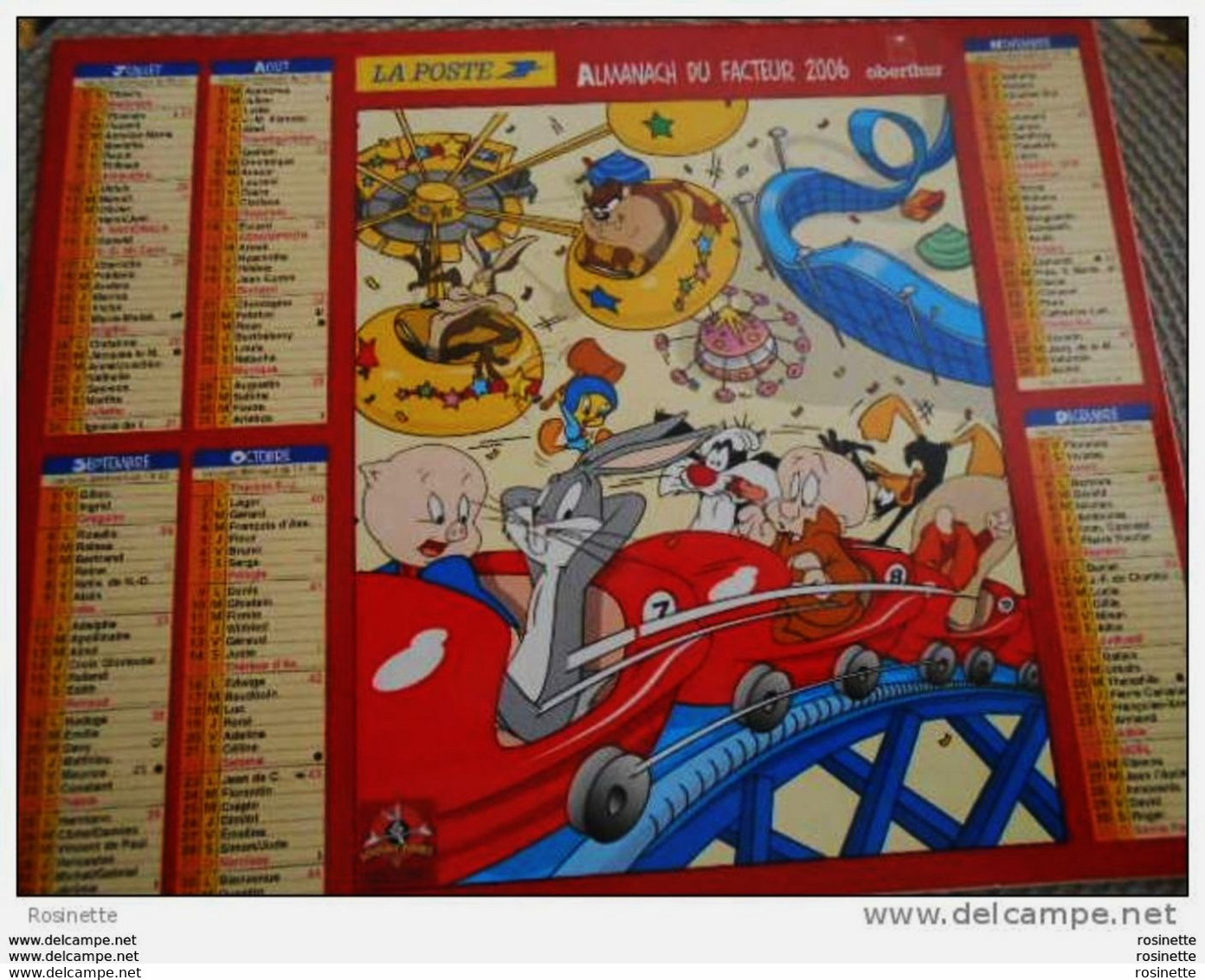 Calendrier Almanach -la Poste- 2006 -LOONEY TUNES : Titi, Gros Minet, Taz, Bugs Bunny.....voir Recto Verso. - Agendas & Calendarios