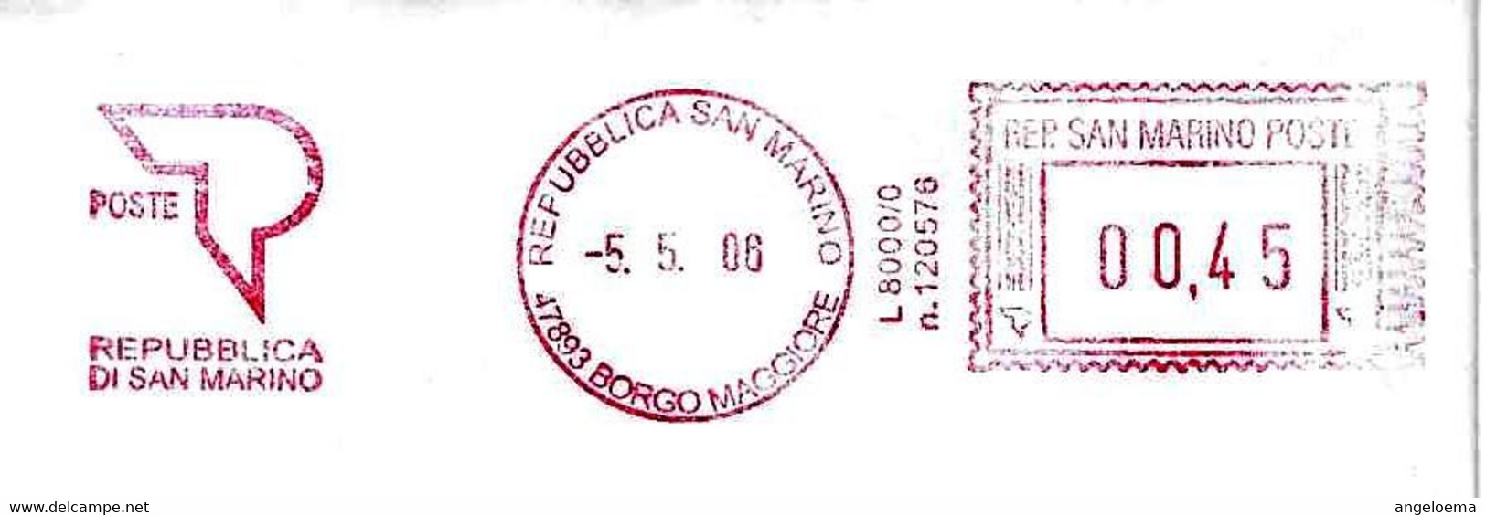 SAN MARINO - 2006 Uff. PT BORGOMAGGIORE - Ema Affrancatura Meccanica Rossa Red Meter Su Busta Viaggiata - 1891 - Lettres & Documents