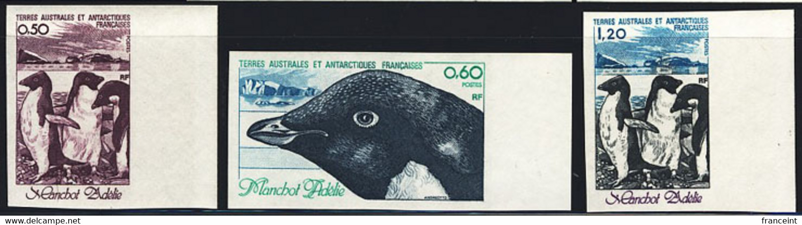 F.S.A.T. (1980) Adelie Penguins. Sea Leopards. Set Of 5 Margin Imperforates. Scott Nos 89-93, Yvert Nos 86-90. - Imperforates, Proofs & Errors