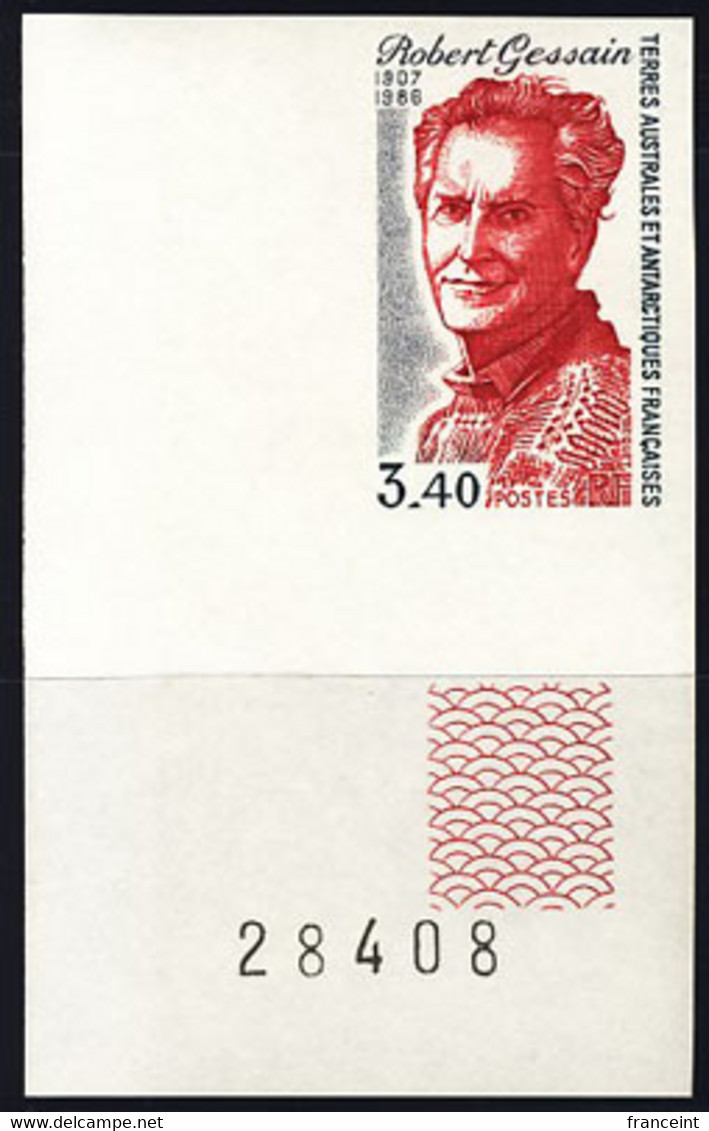 F.S.A.T. (1988) Robert Gessain. Corner Imperforate. Scott No 135, Yvert No 134. - Ongetande, Proeven & Plaatfouten